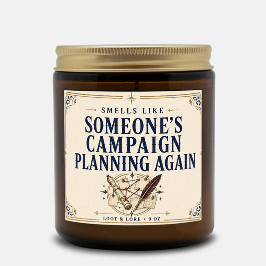 DND Candle Gift, Campaign Planning DM Gift, Lavender Vetiver Scent, Hand Poured Coconut Apricot Wax in Amber Jar 9oz