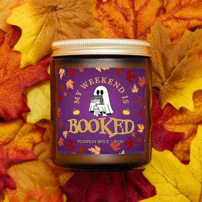 Halloween Candle for Book Lovers, My Weekend is Booked Pumpkin Spice Scented Candle Halloween Decor
