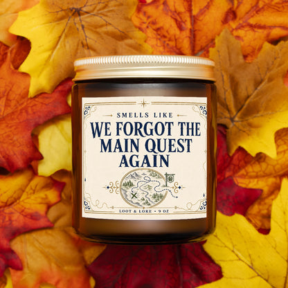 DND Candle Gift,  We Forgot The Quest Again Funny D&D Gift, Spruce Sage Dark Musk Smoke Scented Candle, Hand Poured