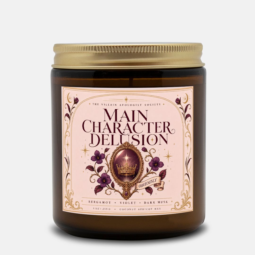 Romantasy Candle for Book Lovers, Main Character Delusion, Bergamot Violet Dark Musk Scented Candle
