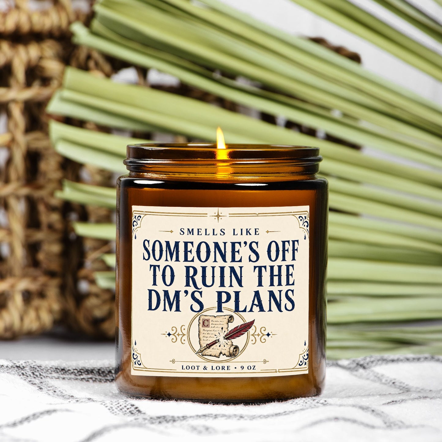 DND Candle Gift, Ruining the DMs Plans Funny DND Gift, Pineapple Mango Coconut Scented Candle, Hand Poured Coconut Apricot Wax in Amber Jar