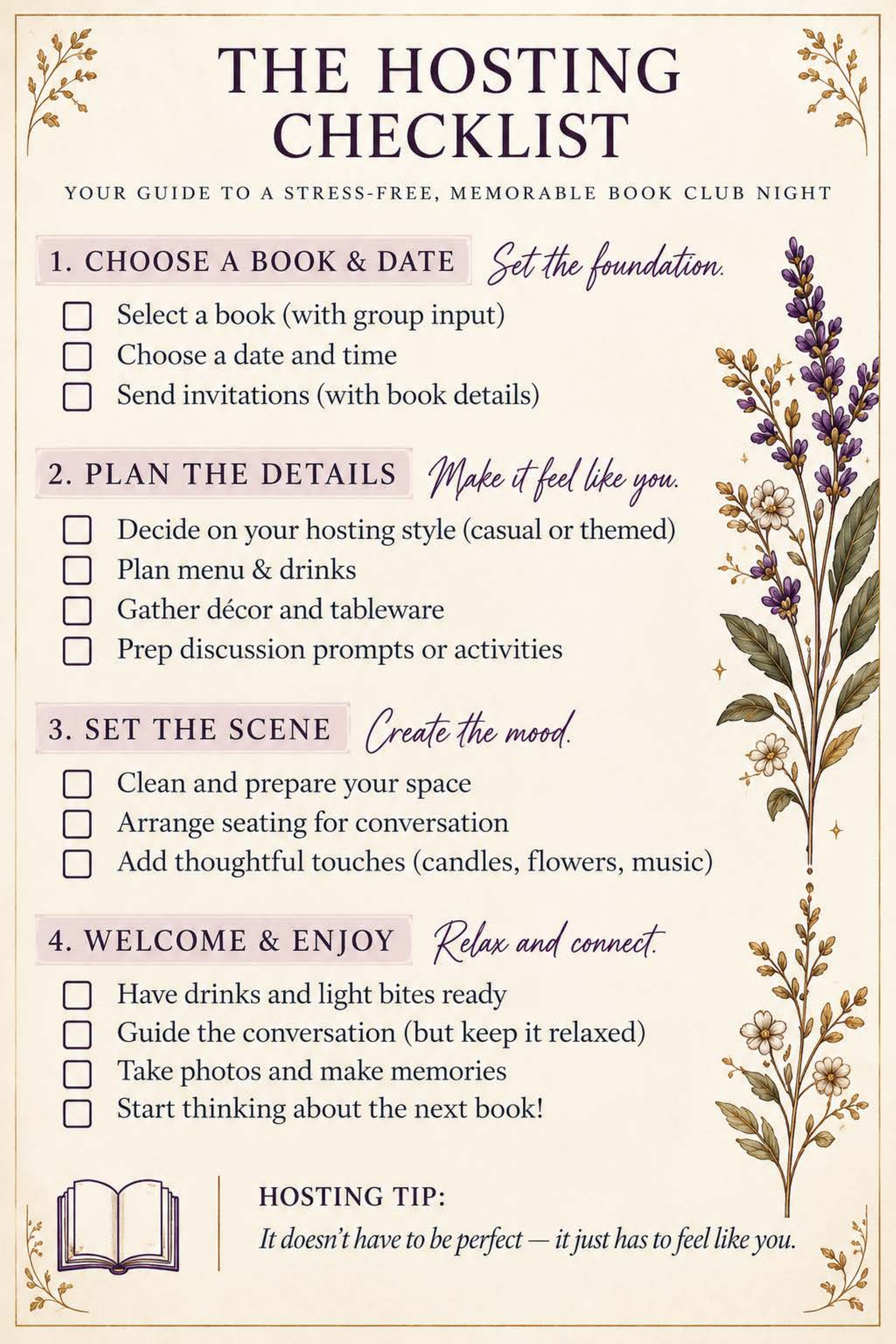 Book club hosting checklist preview