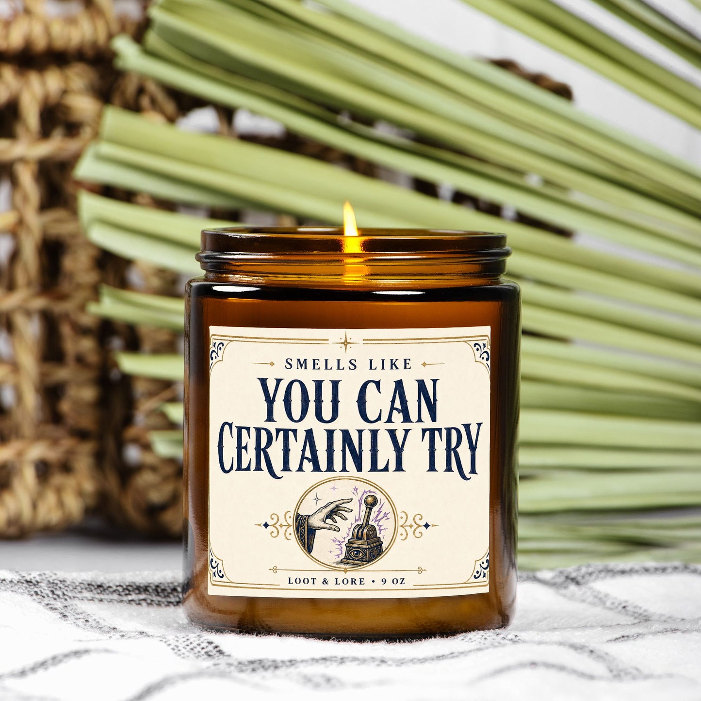 DND Candle Gift, You Can Certainly Try Funny D&D Gift, Citrus Cotton Blossom Scented Candle,  Hand Poured Coconut Apricot Wax in Amber Jar