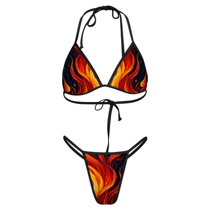 Thong Bikini Multiple Colors and Patterns Size XS - XXL - Flame, Feathers, Gradient, Night Sky, Purple Shimmer, Pink Marble Designs