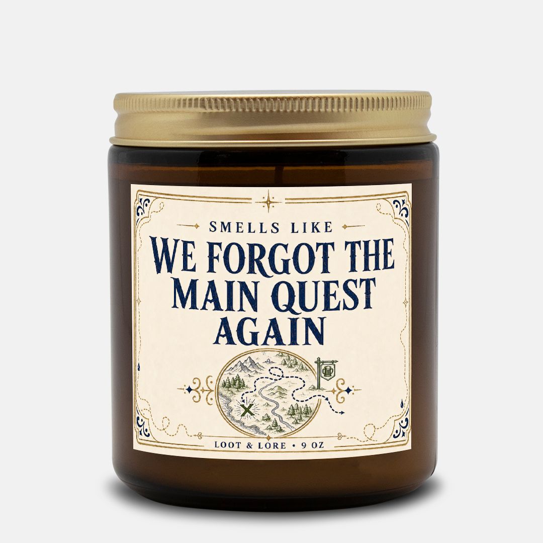 DND Candle Gift,  We Forgot The Quest Again Funny D&D Gift, Spruce Sage Dark Musk Smoke Scented Candle, Hand Poured