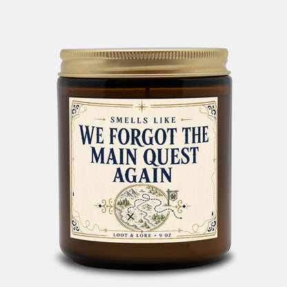DND Candle Gift,  We Forgot The Quest Again Funny D&D Gift, Spruce Sage Dark Musk Smoke Scented Candle, Hand Poured