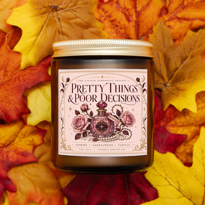 Romantasy Candle for Book Lovers, Pretty Things & Poor Decisions,  Jasmine Sandalwood Vanilla Scented Candle