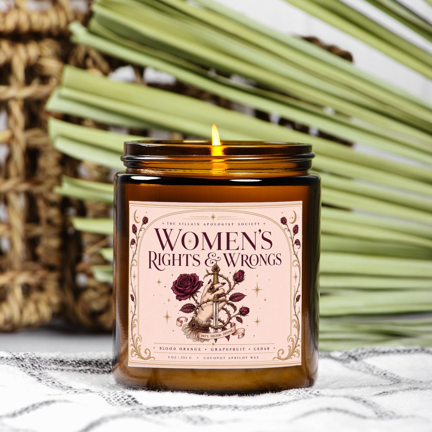 Romantasy Candle for Book Lovers, I Support Female Rage, Blood Orange Grapefruit Cedar Scented Candle