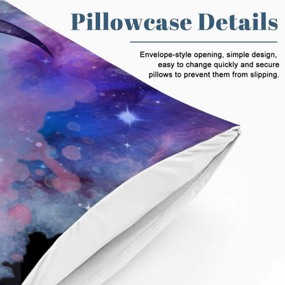 Black Celestial Duvet Cover Set – Watercolor Design,  Queen Bedding, Inclues 2 Pillowcases