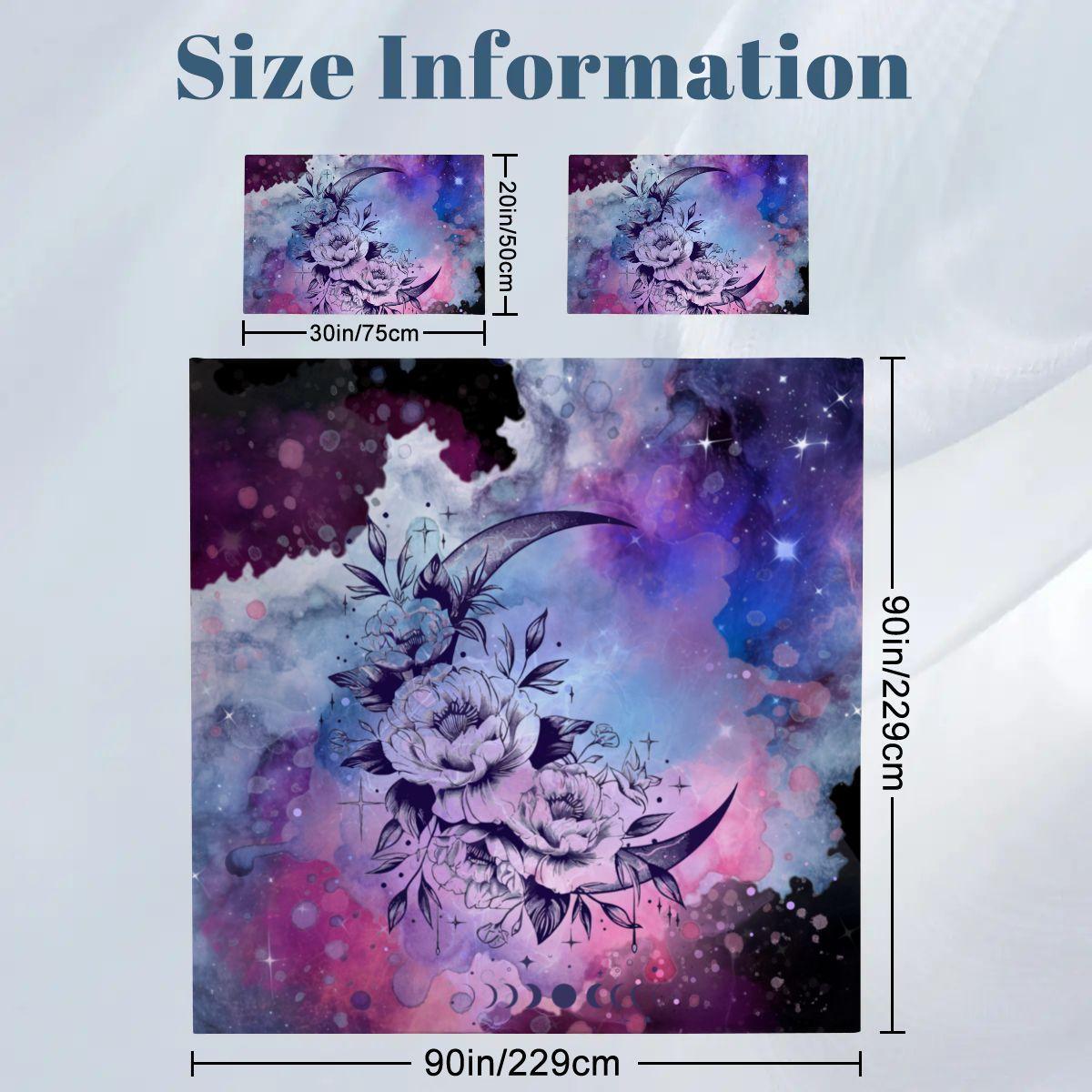 Black Celestial Duvet Cover Set – Watercolor Design,  Queen Bedding, Inclues 2 Pillowcases