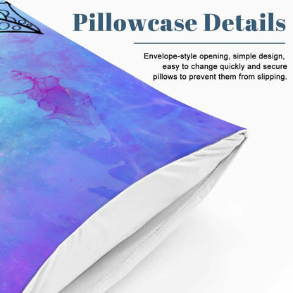 Blue Crescent Moon Duvet Cover Set – Watercolor Sleeping Moon Queen Bedding, Includes 2 Pillowcases