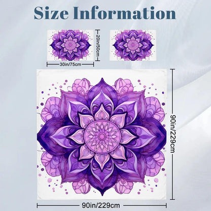 Purple Mandala Queen Duvet Cover Set – Boho Chic White Bedding, Cozy and Stylish Bedroom Decor