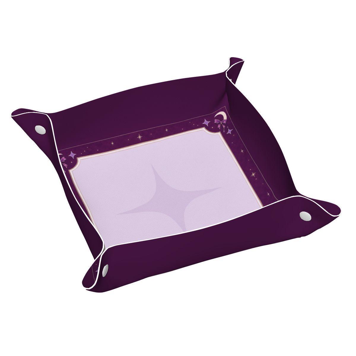 Dice Tray Purple Leather, Moon Design Dice Rolling Tray, Gift for DND Players, Mahjong Gifts