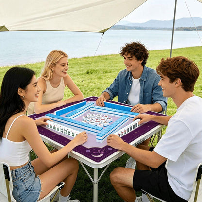 Mahjong Mat with Rules | 33x33 Non-Slip Mahjong Playing Mat Purple Celestial Design | Pastel Goth Moon & Stars Game Mat Mahjong Gift