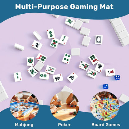 Mahjong Mat with Rules | 33x33 Non-Slip Mahjong Playing Mat Purple Celestial Design | Pastel Goth Moon & Stars Game Mat Mahjong Gift