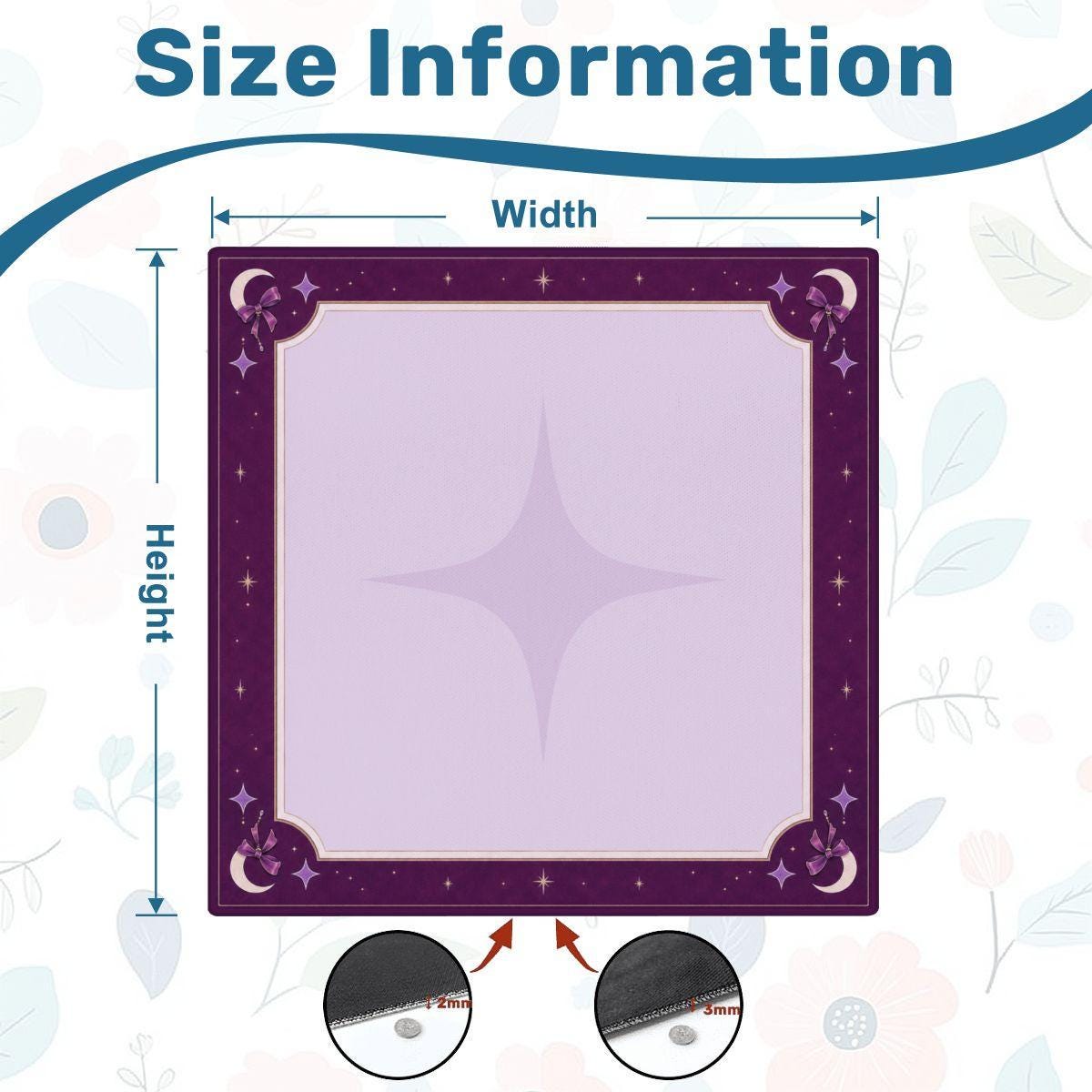 Mahjong Mat with Rules | 33x33 Non-Slip Mahjong Playing Mat Purple Celestial Design | Pastel Goth Moon & Stars Game Mat Mahjong Gift
