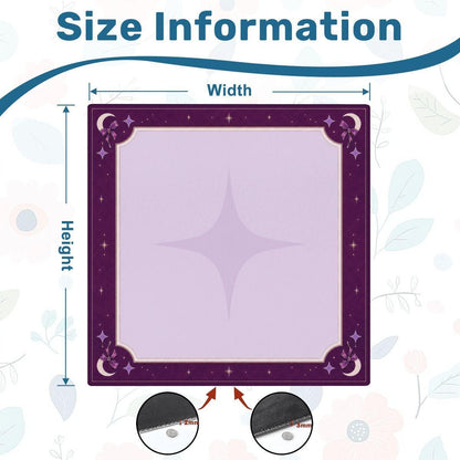 Mahjong Mat with Rules | 33x33 Non-Slip Mahjong Playing Mat Purple Celestial Design | Pastel Goth Moon & Stars Game Mat Mahjong Gift