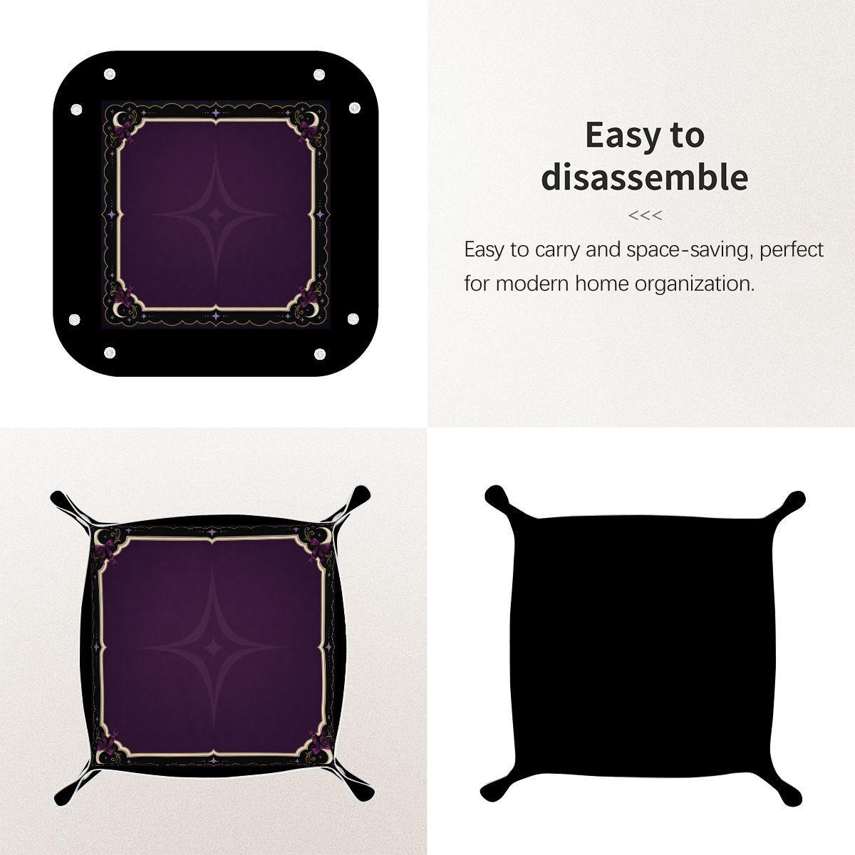 DND Dice Tray Purple Leather, Whimisgoth Moon Design Dice Rolling Tray, Gift for DND Players, Mahjong Gifts under 25