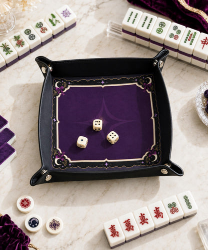 DND Dice Tray Purple Leather, Whimisgoth Moon Design Dice Rolling Tray, Gift for DND Players, Mahjong Gifts under 25