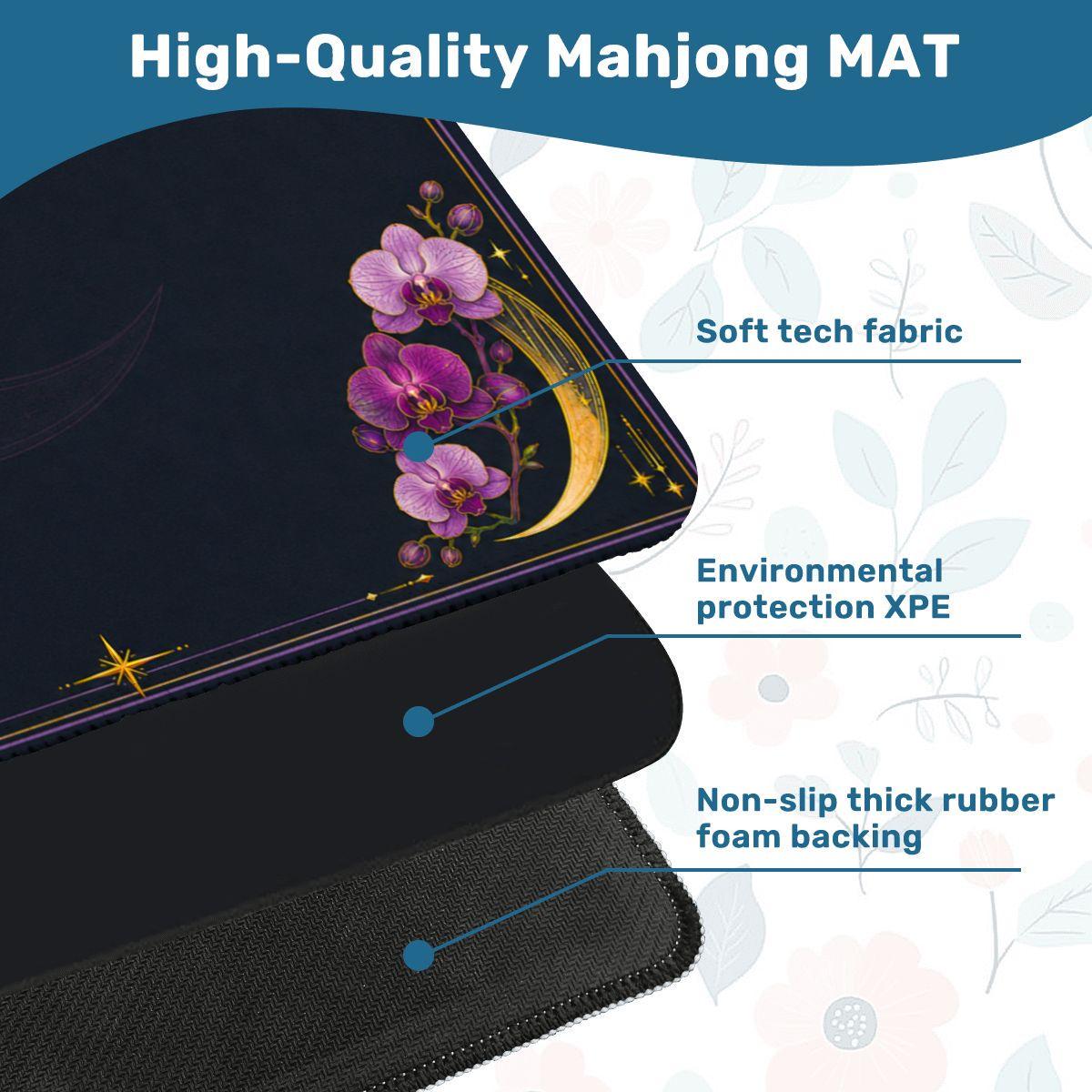 Midnight Mahjong Themed Game Mat, Luxe Navy & Purple Mahjong Mat 31.5"x31.5"
