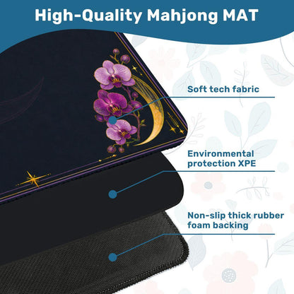 Midnight Mahjong Themed Game Mat, Luxe Navy & Purple Mahjong Mat 31.5"x31.5"