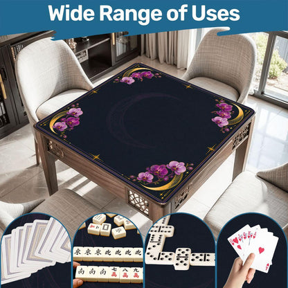Midnight Mahjong Themed Game Mat, Luxe Navy & Purple Mahjong Mat 31.5"x31.5"