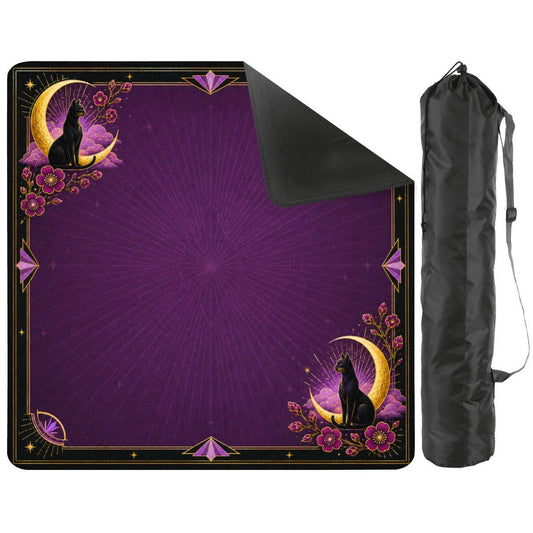 Midnight Mahjong Themed Game Mat, Luxe Purple Mahjong Mat 31.5"x31.5"