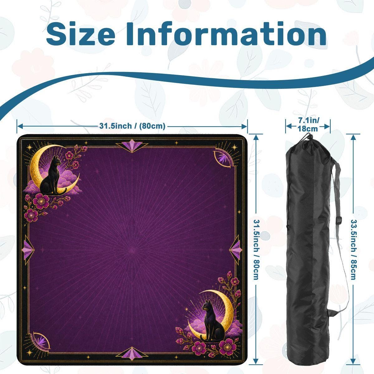Midnight Mahjong Themed Game Mat, Luxe Purple Mahjong Mat 31.5"x31.5"
