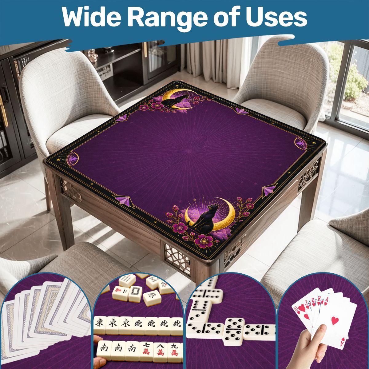 Midnight Mahjong Themed Game Mat, Luxe Purple Mahjong Mat 31.5"x31.5"