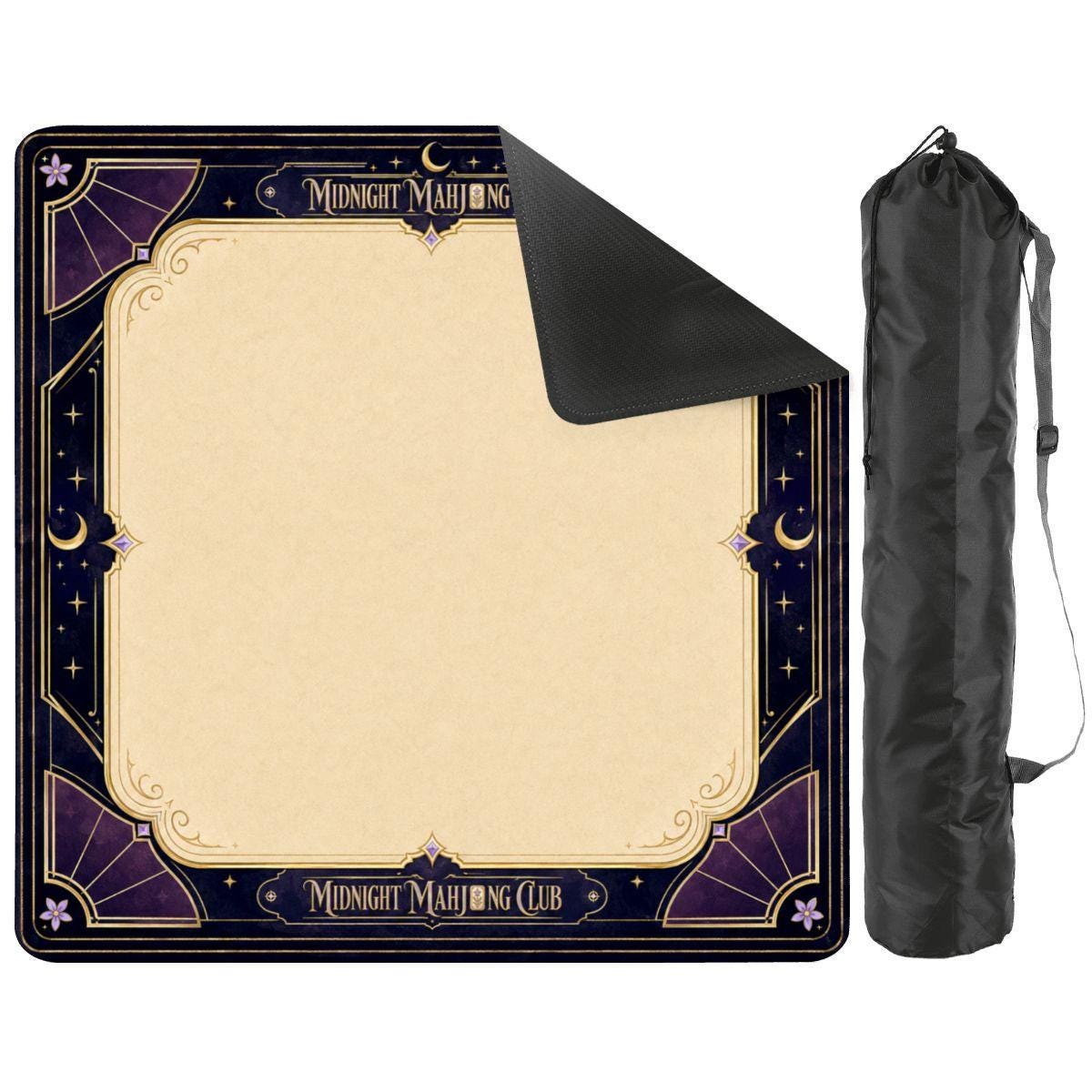 Midnight Mahjong Themed Game Mat, Luxe Purple Mahjong Mat 31.5"x31.5"