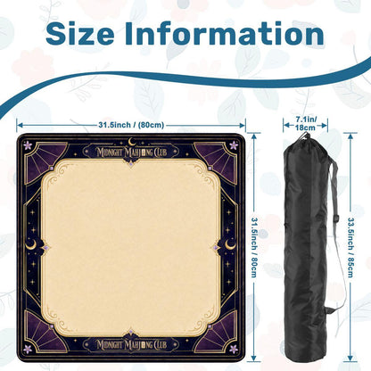 Midnight Mahjong Themed Game Mat, Luxe Purple Mahjong Mat 31.5"x31.5"