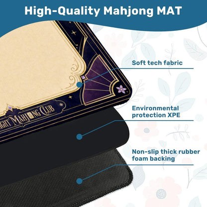 Midnight Mahjong Themed Game Mat, Luxe Purple Mahjong Mat 31.5"x31.5"