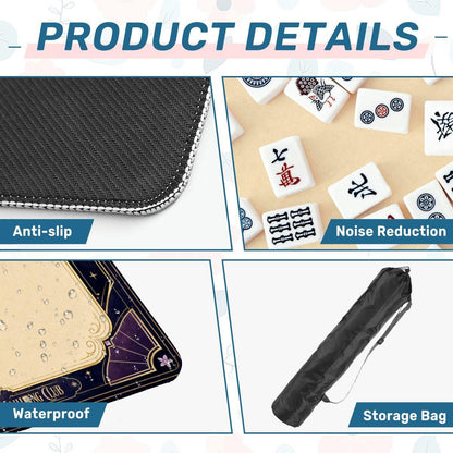 Midnight Mahjong Themed Game Mat, Luxe Purple Mahjong Mat 31.5"x31.5"