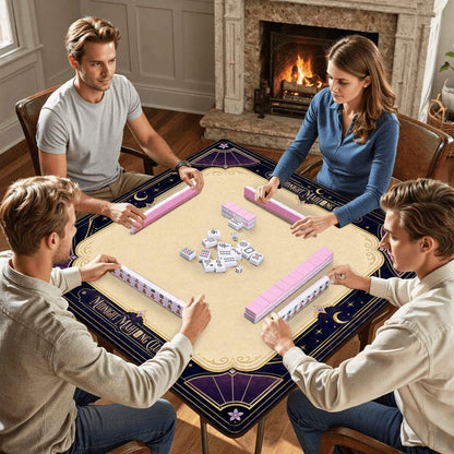 Midnight Mahjong Themed Game Mat, Luxe Purple Mahjong Mat 31.5"x31.5"