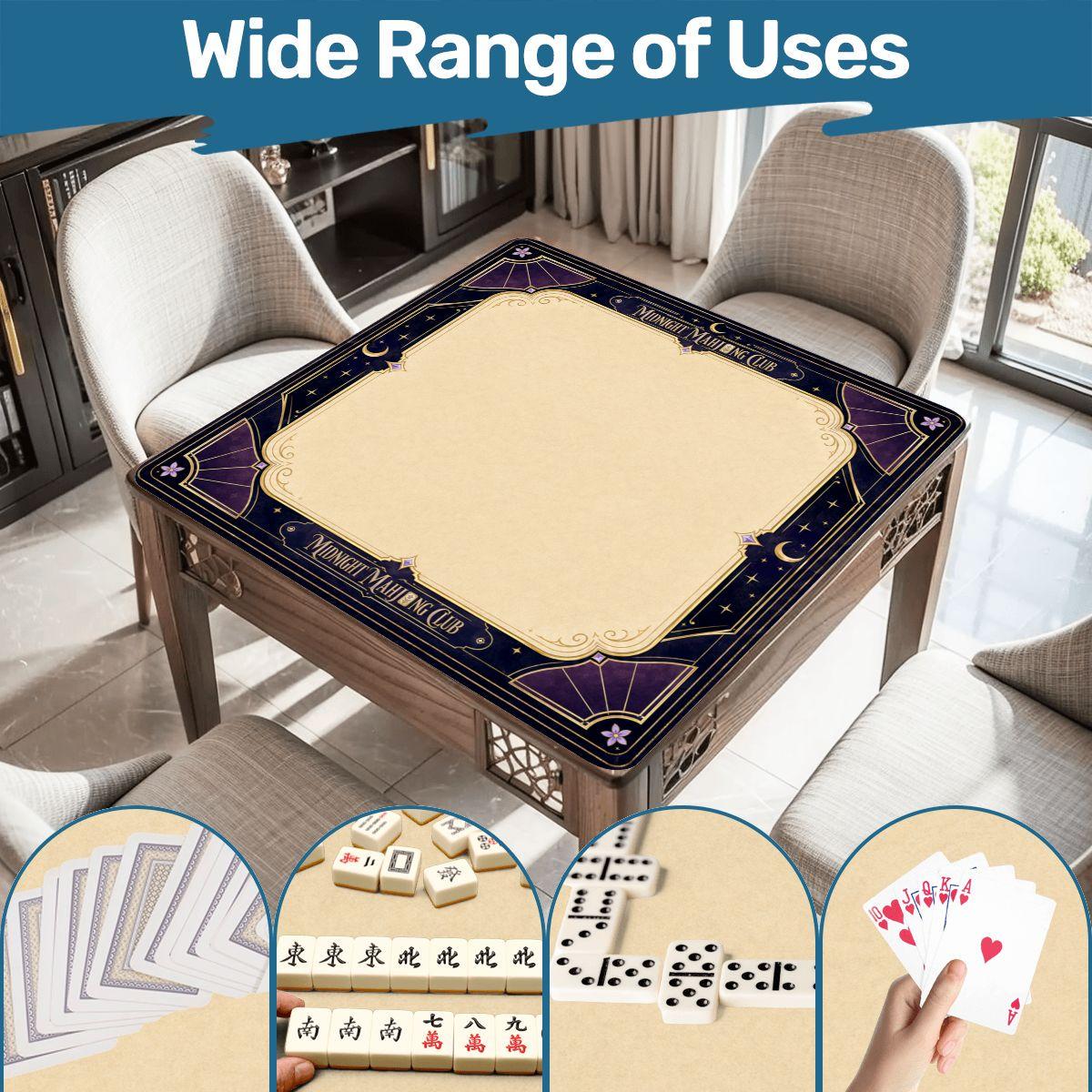 Midnight Mahjong Themed Game Mat, Luxe Purple Mahjong Mat 31.5"x31.5"