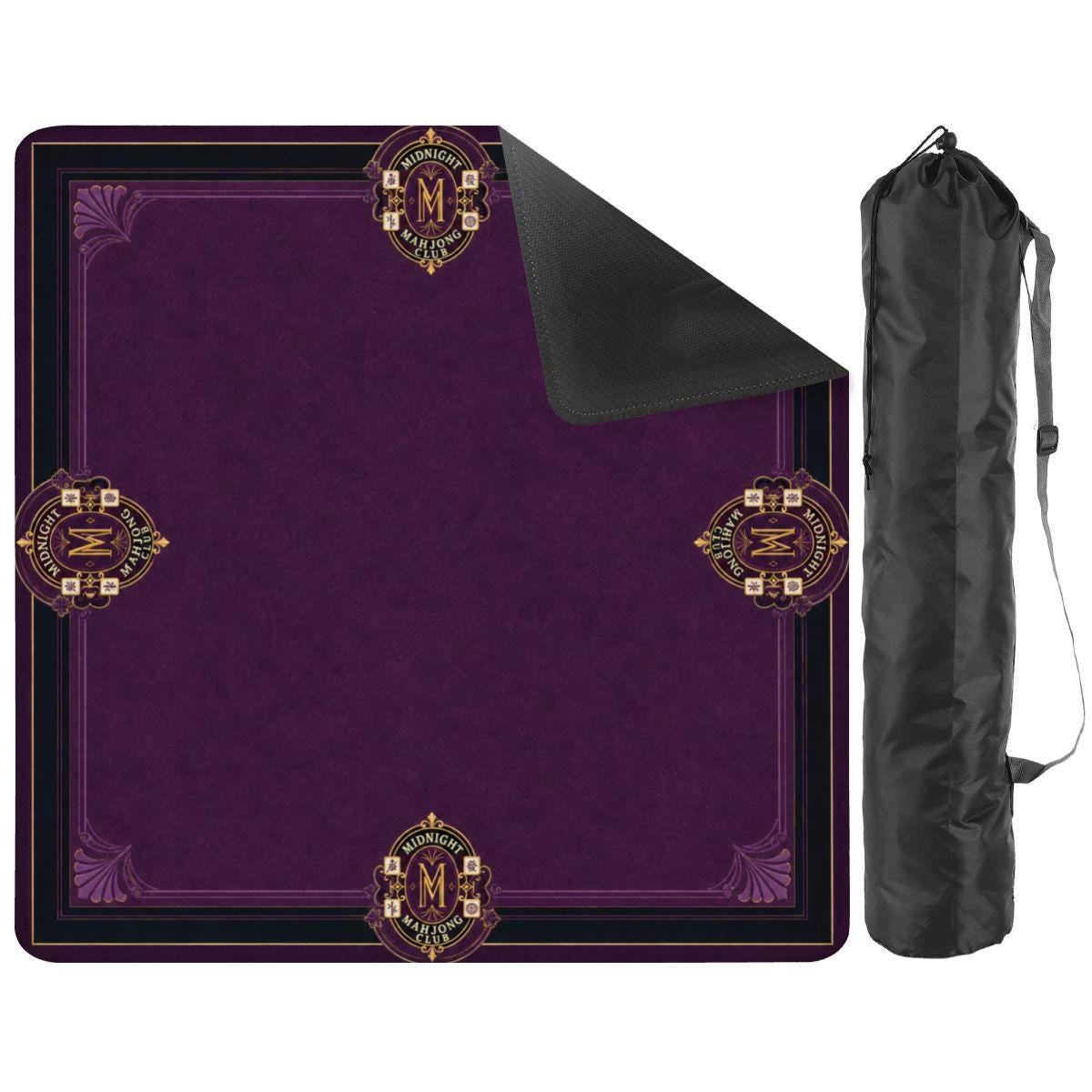 Midnight Mahjong Themed Game Mat, Luxe Purple Mahjong Mat 31.5"x31.5"