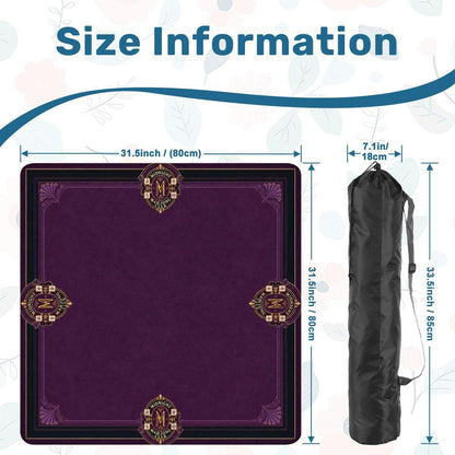 Midnight Mahjong Themed Game Mat, Luxe Purple Mahjong Mat 31.5"x31.5"