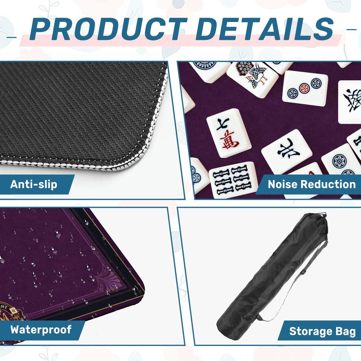 Midnight Mahjong Themed Game Mat, Luxe Purple Mahjong Mat 31.5"x31.5"