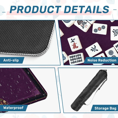 Midnight Mahjong Themed Game Mat, Luxe Purple Mahjong Mat 31.5"x31.5"
