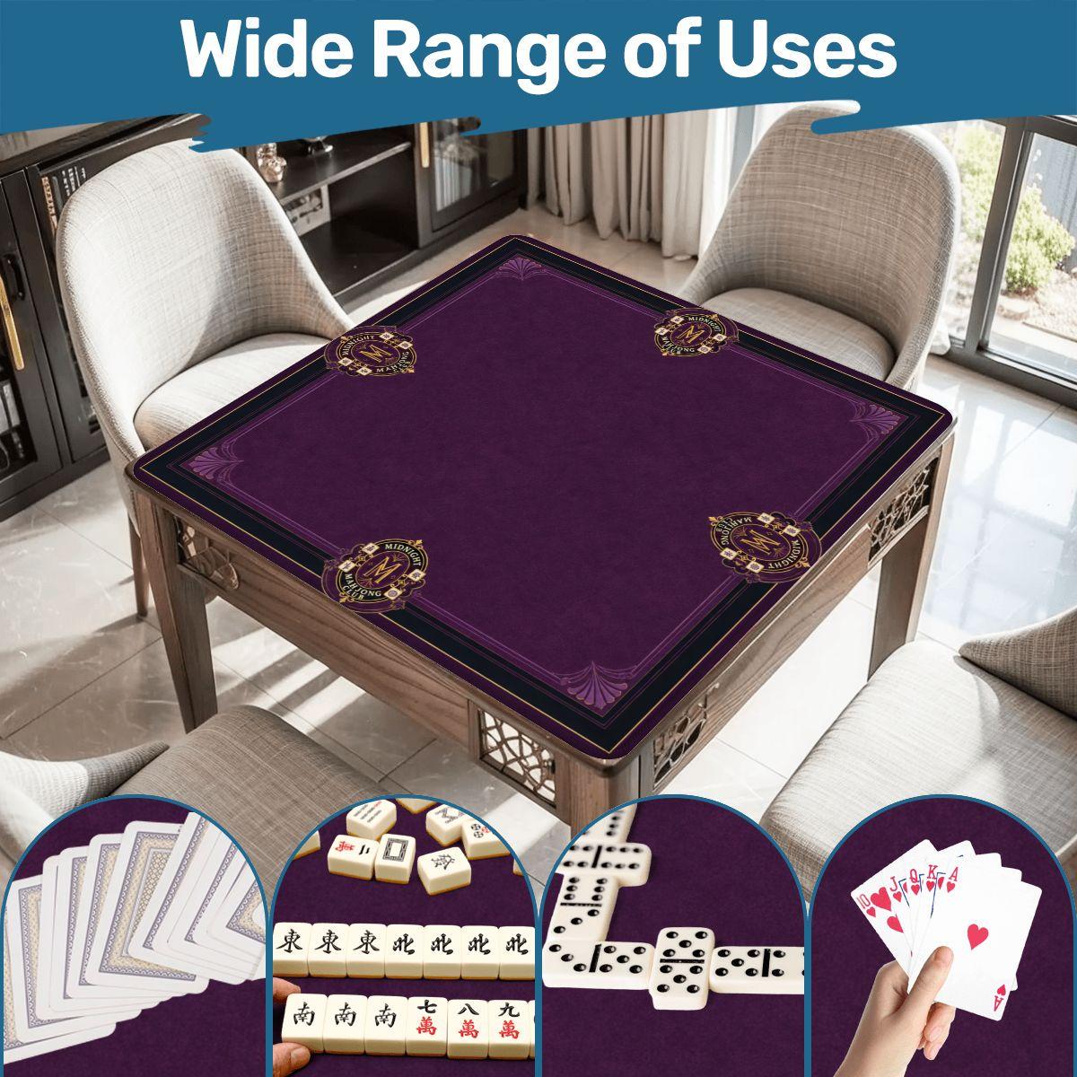 Midnight Mahjong Themed Game Mat, Luxe Purple Mahjong Mat 31.5"x31.5"