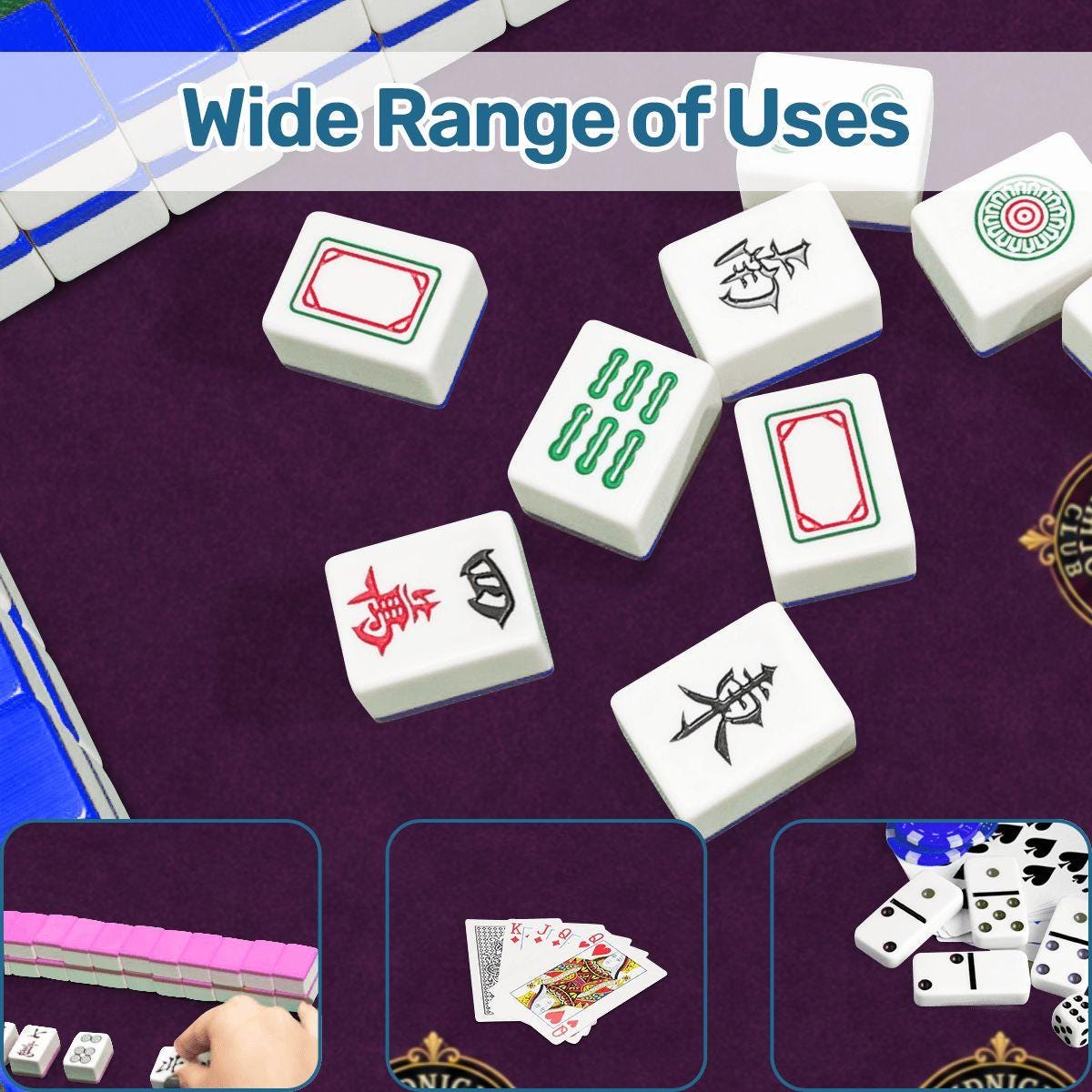 Midnight Mahjong Themed Game Mat, Luxe Purple Mahjong Mat 31.5"x31.5"