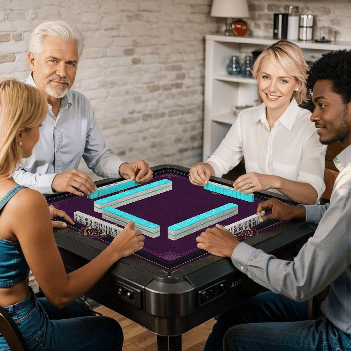 Midnight Mahjong Themed Game Mat, Luxe Purple Mahjong Mat 31.5"x31.5"