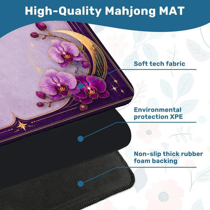 Midnight Mahjong Themed Game Mat, Luxe Purple Mahjong Mat 31.5"x31.5"