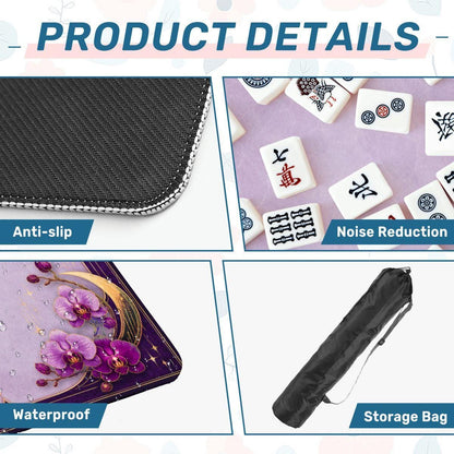 Midnight Mahjong Themed Game Mat, Luxe Purple Mahjong Mat 31.5"x31.5"
