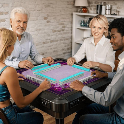 Midnight Mahjong Themed Game Mat, Luxe Purple Mahjong Mat 31.5"x31.5"