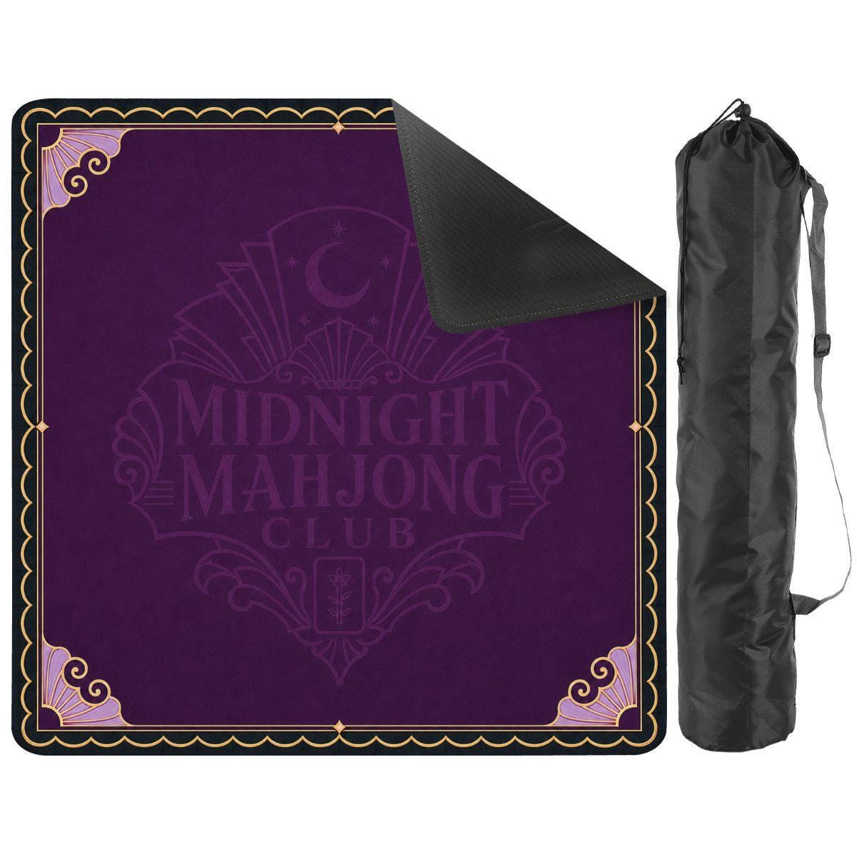 Midnight Mahjong Themed Game Mat, Luxe Purple Mahjong Mat 31.5"x31.5"