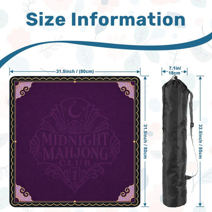 Midnight Mahjong Themed Game Mat, Luxe Purple Mahjong Mat 31.5"x31.5"