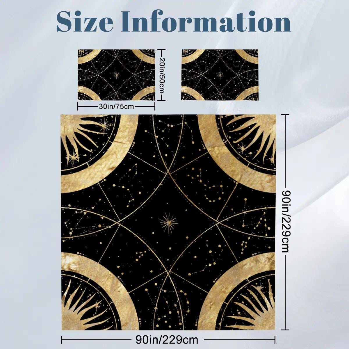 Black and Gold Celestial Queen Size Duvet Set | Whimsigoth Bedding | Witchy Moon Star Queen Comforter Cover | Gothic Bedroom Decor