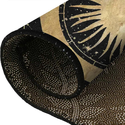 Black and Gold Celestial Round Rug | Crystal Velvet Sunburst Area Rug | Witchy Whimsigoth Nursery Decor | Multiple Sizes Circle Carpet