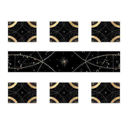 Gothic Decor Table Runner Placemat Set of 7 Pieces, Halloween Home Decor for Dinner Party